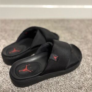 Jordan Black and Red Platform Slides